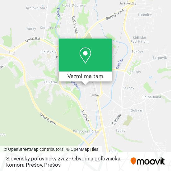 Slovenský poľovnícky zväz - Obvodná poľovnícka komora Prešov mapa