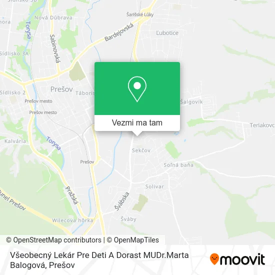 Všeobecný Lekár Pre Deti A Dorast MUDr.Marta Balogová mapa