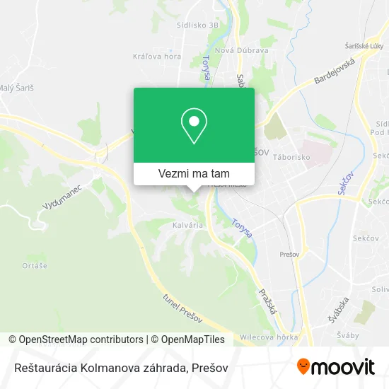 Reštaurácia Kolmanova záhrada mapa