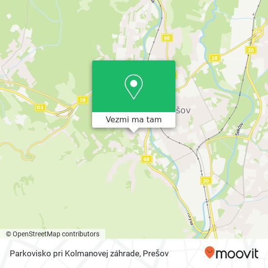 Parkovisko pri Kolmanovej záhrade mapa