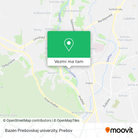 Bazén Prešovskej univerzity mapa