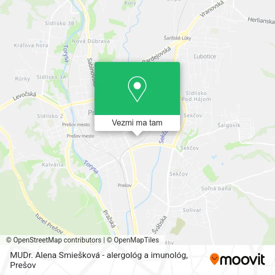 MUDr. Alena Smiešková - alergológ a imunológ mapa