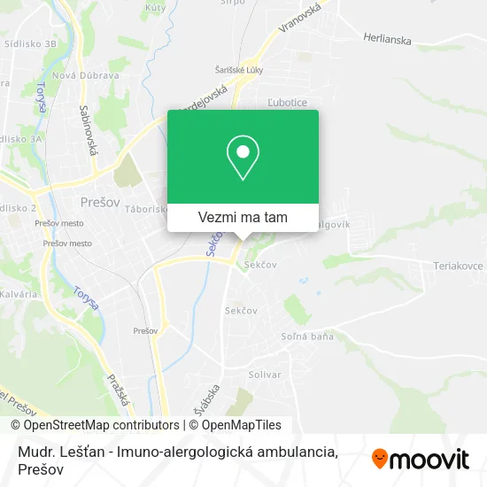 Mudr. Lešťan - Imuno-alergologická ambulancia mapa