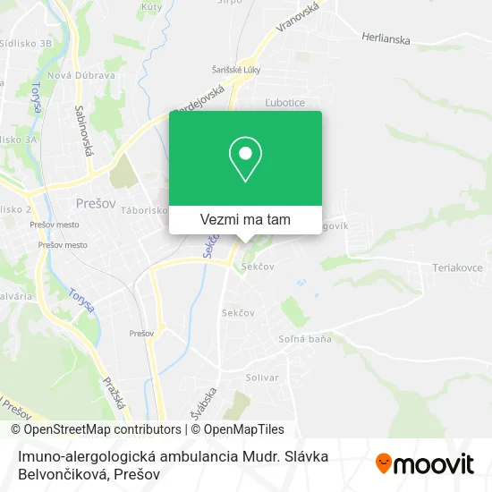 Imuno-alergologická ambulancia Mudr. Slávka Belvončiková mapa