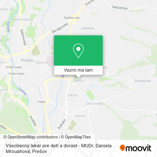 Všeobecný lekár pre deti a dorast - MUDr. Daniela Mrouahová mapa