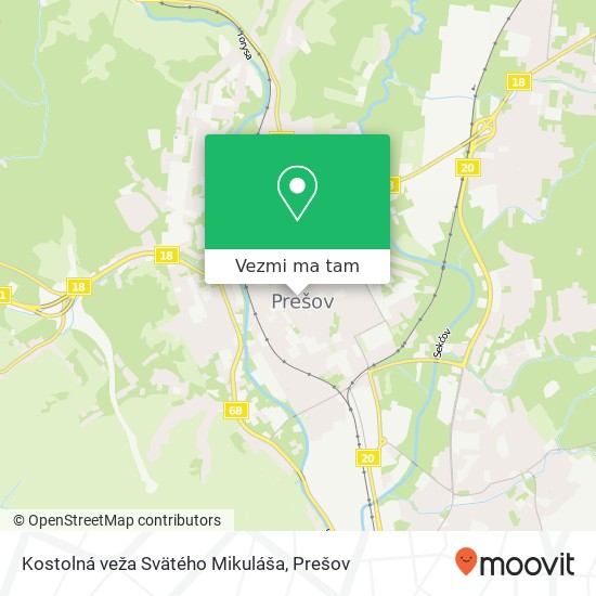 Kostolná veža Svätého Mikuláša mapa