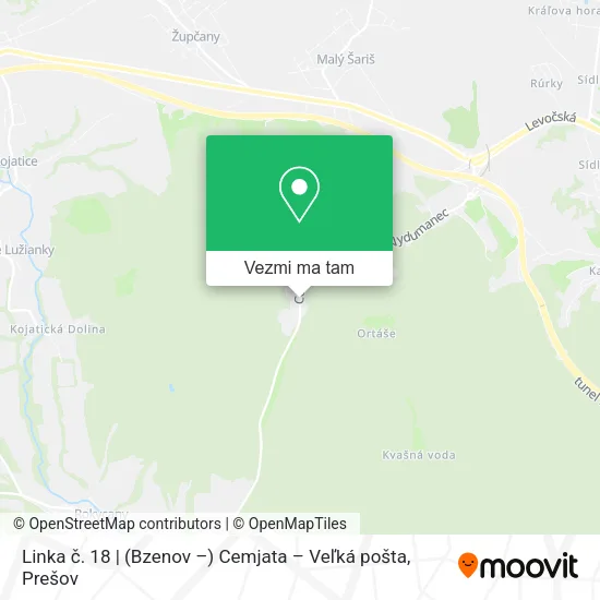 Linka č. 18 | (Bzenov –) Cemjata – Veľká pošta mapa