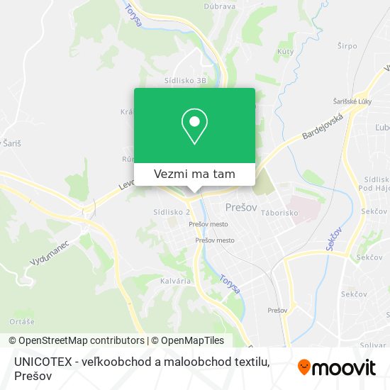 UNICOTEX - veľkoobchod a maloobchod textilu mapa