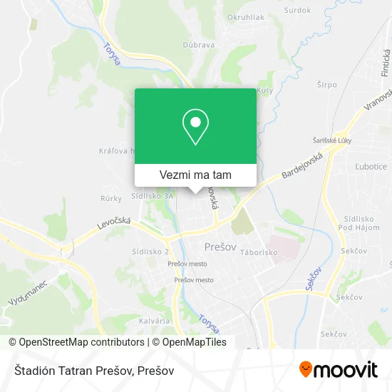 Štadión Tatran Prešov mapa