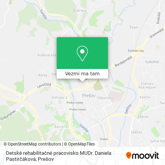 Detské rehabilitačné pracovisko MUDr. Daniela Pastirčáková mapa