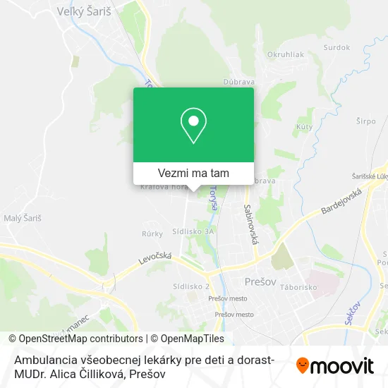 Ambulancia všeobecnej lekárky pre deti a dorast-MUDr. Alica Čilliková mapa