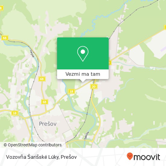 Vozovňa Šarišské Lúky mapa