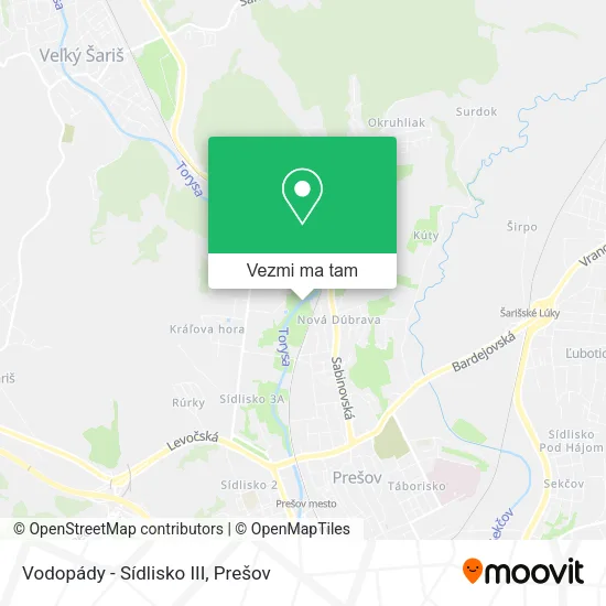 Vodopády - Sídlisko III mapa
