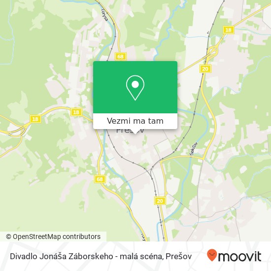 Divadlo Jonáša Záborskeho - malá scéna mapa