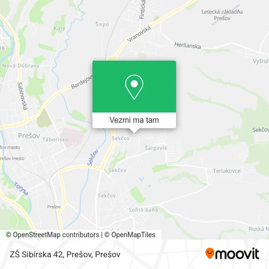ZŠ Sibírska 42, Prešov mapa