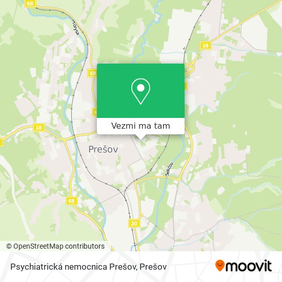 Psychiatrická nemocnica Prešov mapa