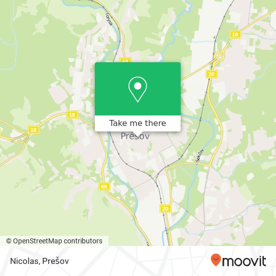 Nicolas, Hlavná 68 080 01 Prešov mapa