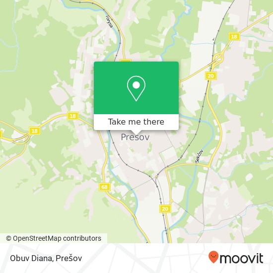 Obuv Diana, Hlavná 80 080 01 Prešov mapa