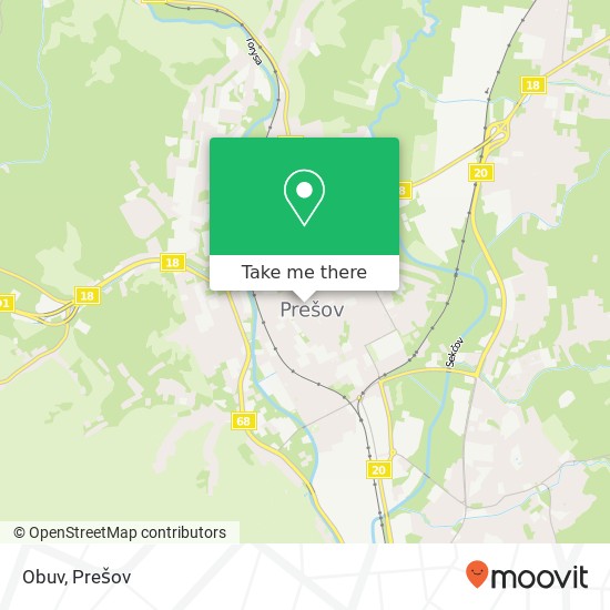 Obuv, Hlavná 83 080 01 Prešov mapa