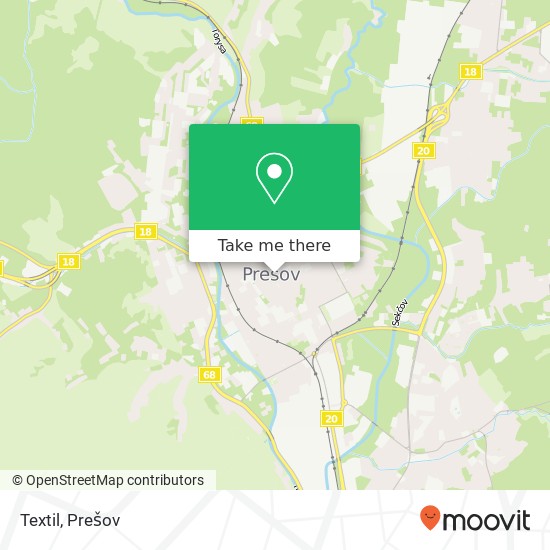 Textil, Hlavná 76 080 01 Prešov mapa