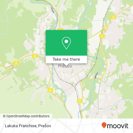 Lakuka Franchise, Hlavná 2978 / 72 080 01 Prešov mapa