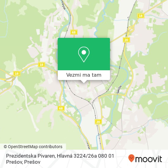 Prezidentska Pivaren, Hlavná 3224 / 26a 080 01 Prešov mapa