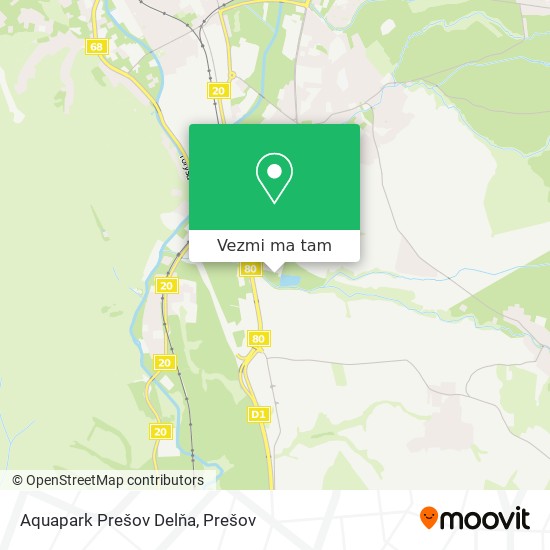 Aquapark Prešov Delňa mapa