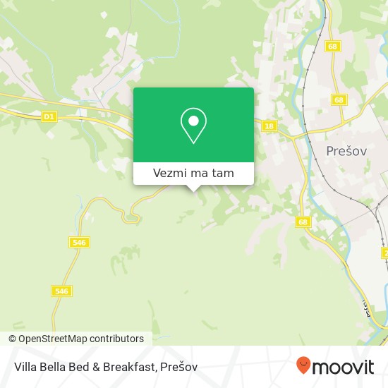 Villa Bella Bed & Breakfast, Líščia 1 080 01 Prešov mapa