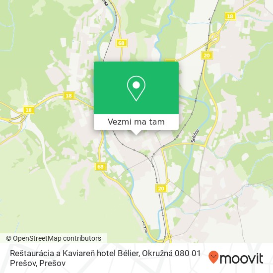 Reštaurácia a Kaviareň hotel Bélier, Okružná 080 01 Prešov mapa