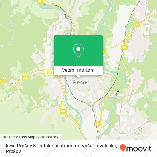 Invia Prešov Klientské centrum pre Vašu Dovolenku mapa