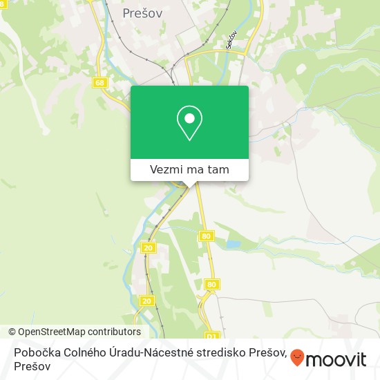 Pobočka Colného Úradu-Nácestné stredisko Prešov mapa