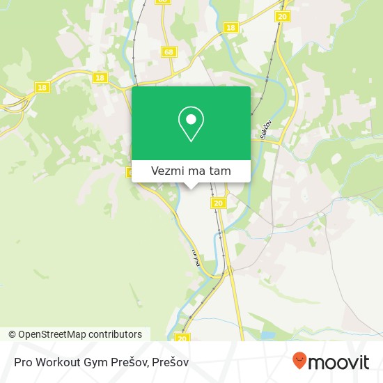 Pro Workout Gym Prešov mapa