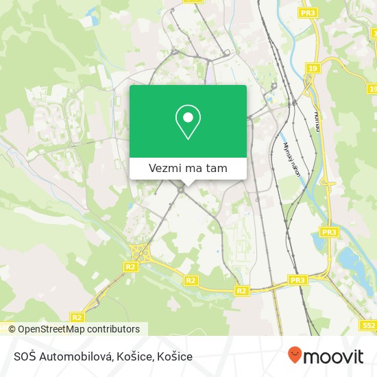 SOŠ Automobilová, Košice mapa