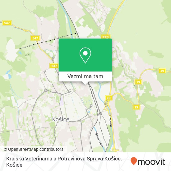 Krajská Veterinárna a Potravinová Správa-Košice mapa