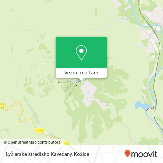 Lyžiarske stredisko Kavečany mapa