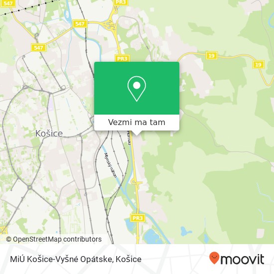 MiÚ Košice-Vyšné Opátske mapa