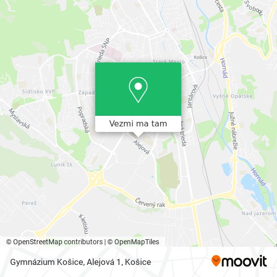 Gymnázium Košice, Alejová 1 mapa