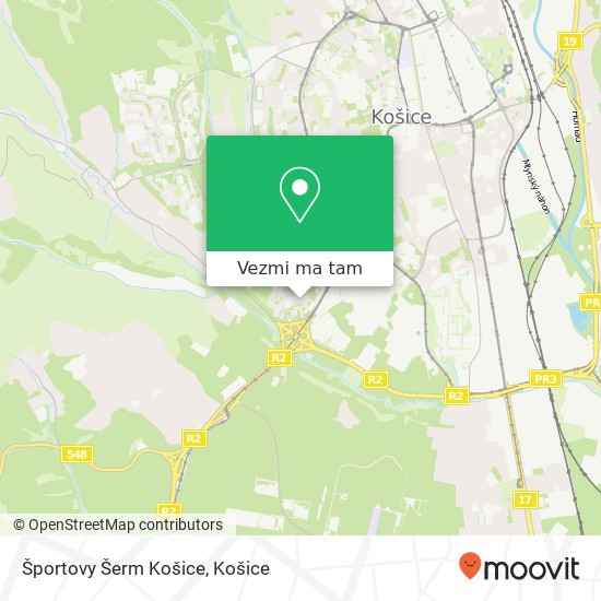 Športovy Šerm Košice mapa