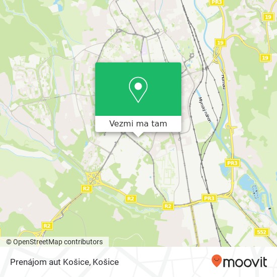 Prenájom aut Košice mapa