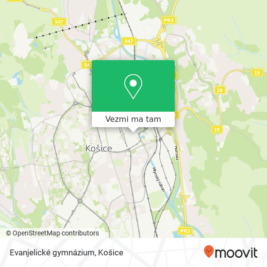 Evanjelické gymnázium mapa