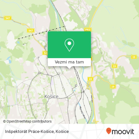 Inšpektorát Práce-Košice mapa