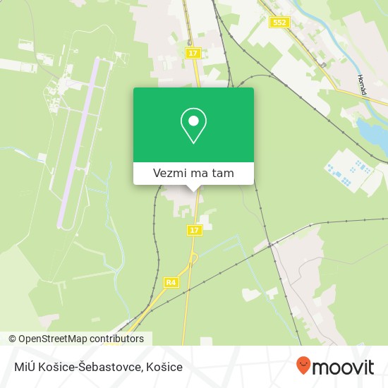 MiÚ Košice-Šebastovce mapa