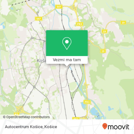 Autocentrum Košice mapa