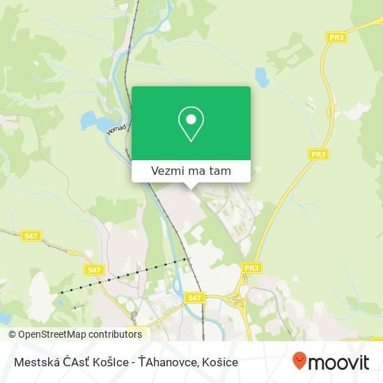 Mestská ČAsť KošIce - ŤAhanovce mapa