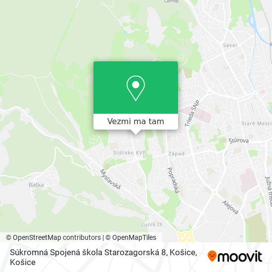 Súkromná Spojená škola Starozagorská 8, Košice mapa