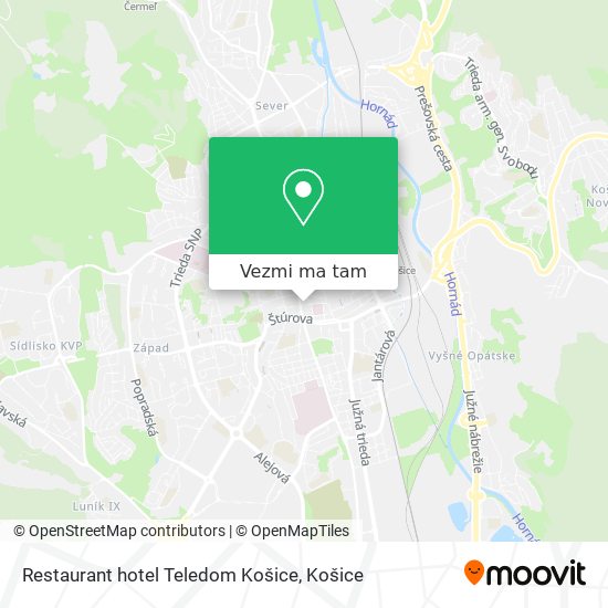Restaurant hotel Teledom Košice mapa