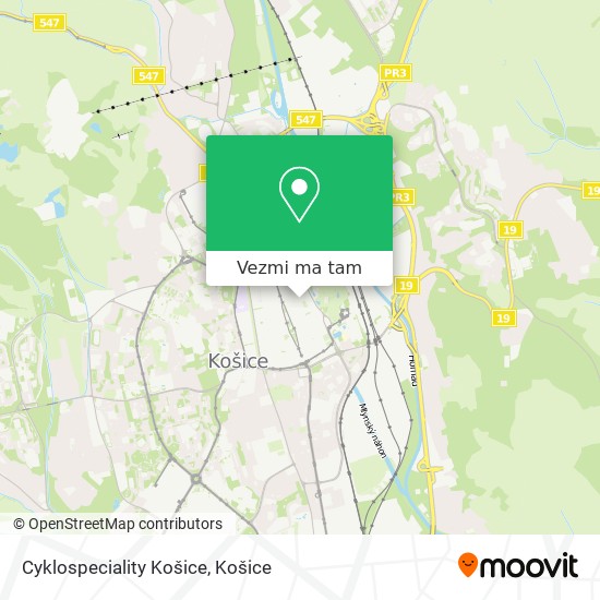 Cyklospeciality Košice mapa