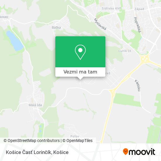 Košice Časť Lorinčík mapa