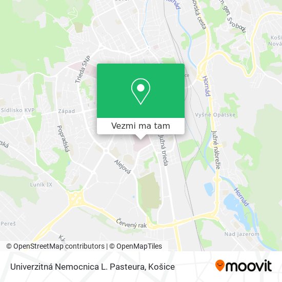 Univerzitná Nemocnica L. Pasteura mapa