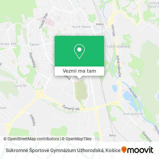 Súkromné Športové Gymnázium Užhorodská mapa